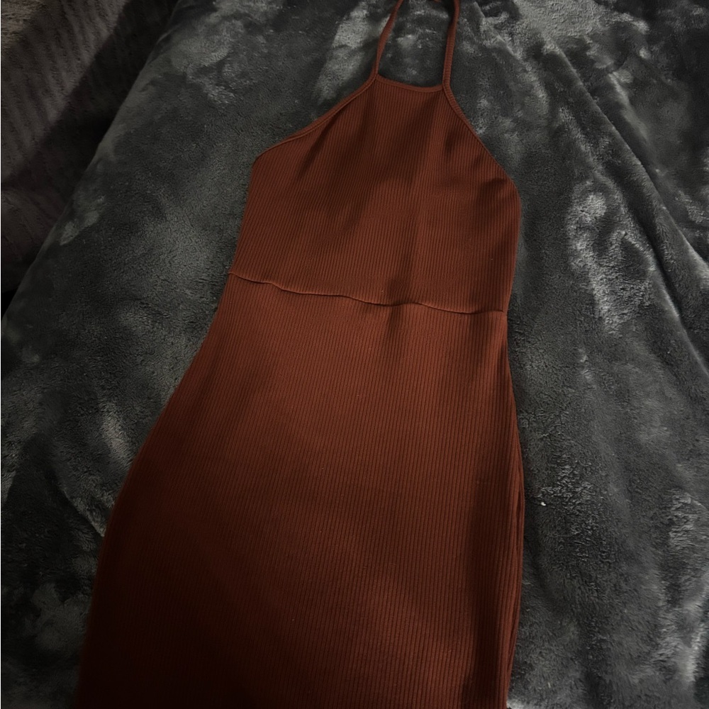 Lia Sophia Brown Halter Bodycon Dress for a Night Out